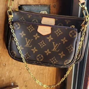 Louis Vuitton Monogram Crossbody Bag with Gold Chain